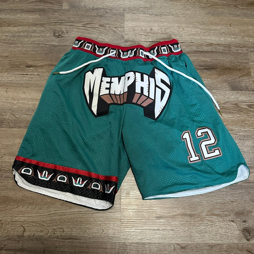 Memphis Grizzlies Style Mesh Basketball Shorts Teal Men's Size L #12 Ja Morant
